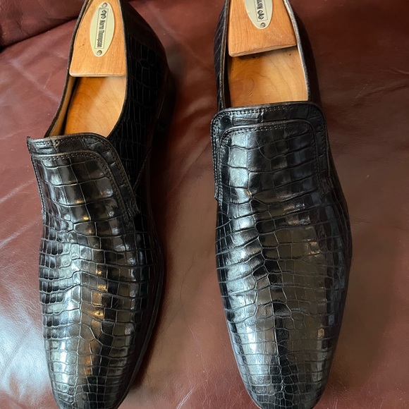 Beautiful Black Genuine Caiman Crocodile Shoe Mfg in Italy by Uomo Magli. - Picture 4 of 11